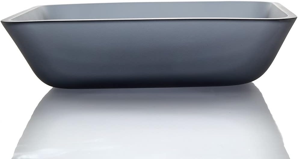 Europea GreyTempered Deco Glass Vessel Bathroom Sink in Grey Transparent Matt | Top Mount Sinks Above Countertop