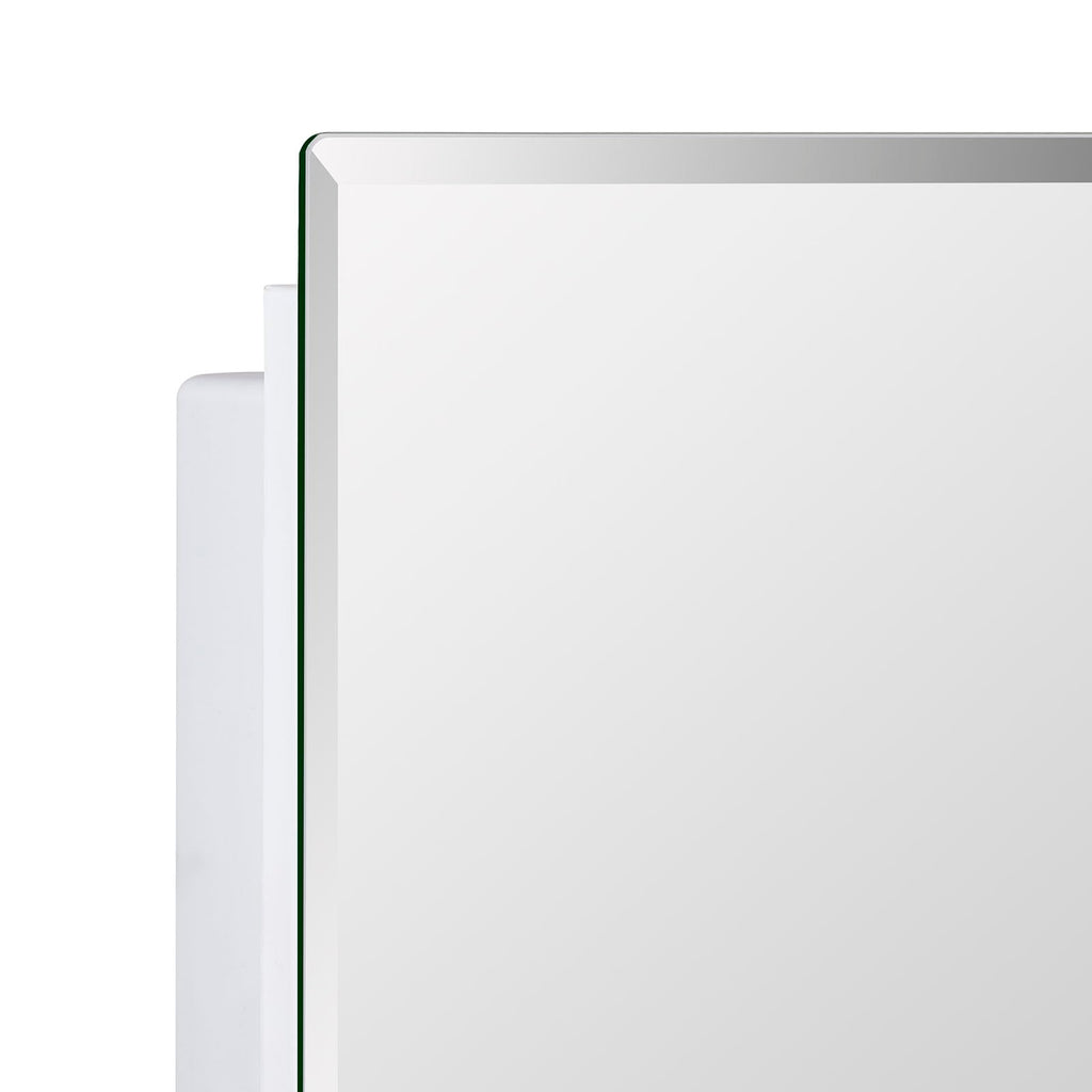 Plastic Bathroom Medicine Mirror Cabinet 16 x 22 inch, Surface and Recessed Mount, Beveled Edge Mirror