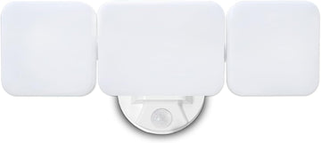 45W 3-Head Motion Sensor Flood Light, White, 1-Pack | Hardwired, Dusk to Dawn, 4500LM Anti-Glare Frosted Lens, IP65