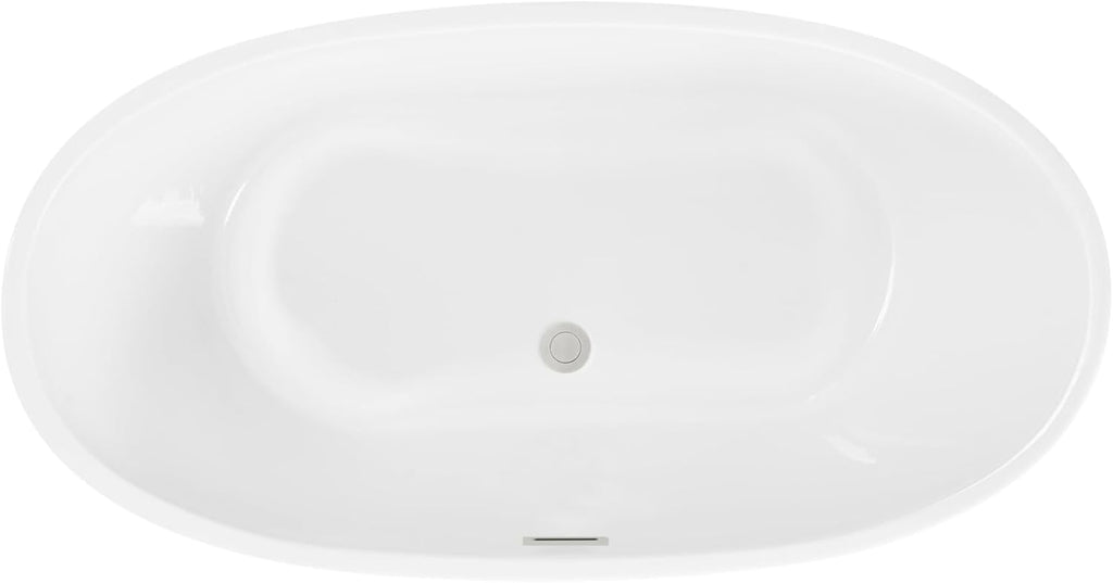 Elodie 54 Inch Soaking Double Slipper Bathtub, Modern Style, Glossy White