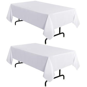 2 Pack White Table Cloth 60x102 Inch for 6 Feet Rectangle Tables