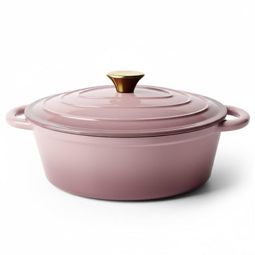 Vintage Style Oval Dutch Oven for Bread Baking, 4.5 Quart Non Stick Enameled Cast Iron Dutch Oven Pot with Lid, Oven