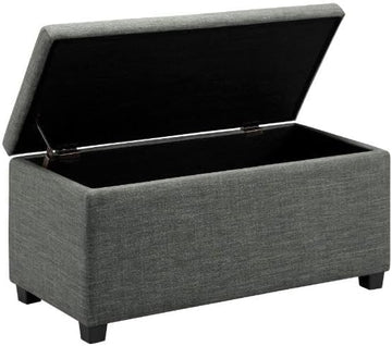 Upholstered Storage Ottoman Bench with Soft Close Lid, Child-Safety Hinge, 35.5"W x 16.5"D x 17"H, Charcoal Gray