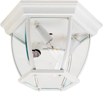 3-Light Ceiling Light | White Finish | Clear Glass Shade | Early American Ceiling Light Fixture