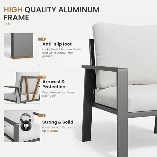 5-Piece Aluminum Outdoor Patio Furniture Set - Conversation | All-Weather Resistant for Patio, Garden & Porch