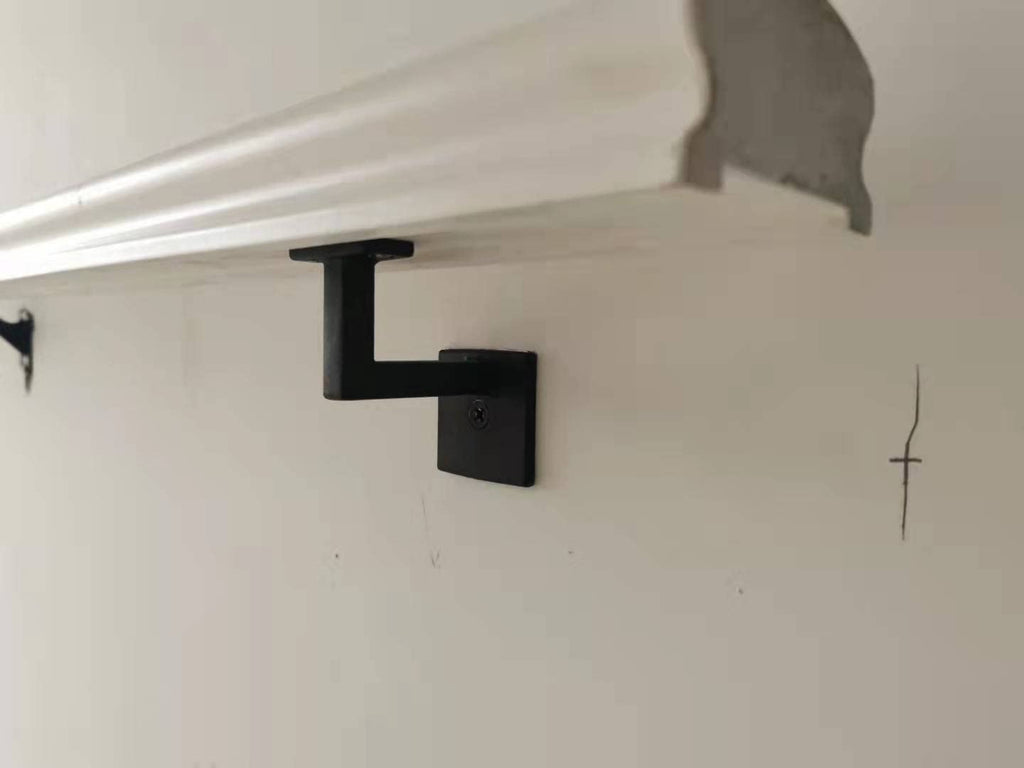 Square Handrail Brackets for Staircase Stair Railing Brackets with Screws (Pack of 5) (Textured Black)