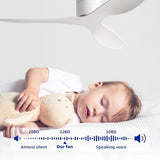 52" Low-Profile Modern Ceiling Fan with Remote – White Curved Blades, 3-Blade, DC Motor, No Light