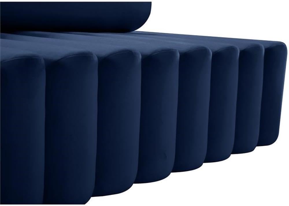 647Navy-L Melody Collection Modern | Contemporary Velvet Upholstered Loveseat with Deep Channel Tufting