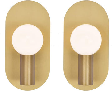 Modern Wall Sconce Set of 2, Mid Century Sconces Wall Light, Brushed Gold Wall Lighting Fixtures, Oval Stylish Wall