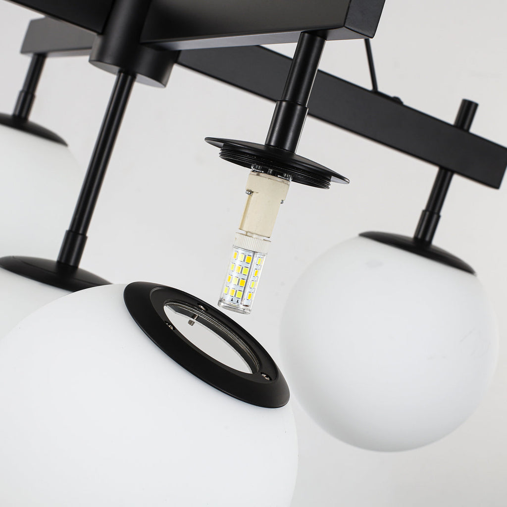 5-light Dimmable Sputnik Chandelier Atomic Tiered Cluster Globe Bubble Chandelier with Opal Glass Globe