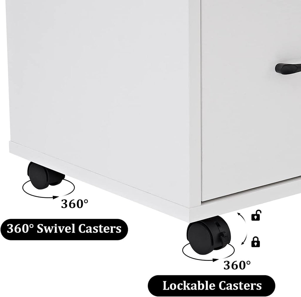 3 Drawer Office File Cabinets, Mobile Lateral Printer Stand with Open Storage Shelf, Rolling Filing Cabinet with