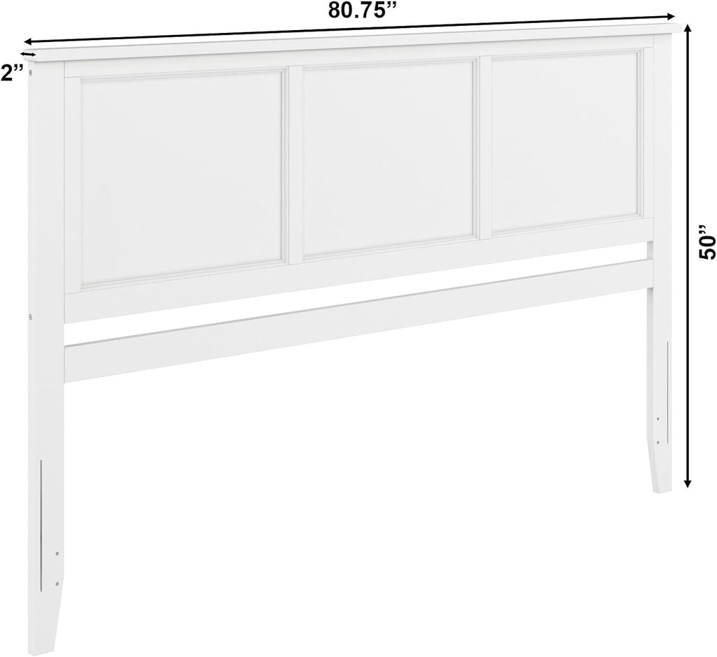 King Solid Wood Panel Headboard, White