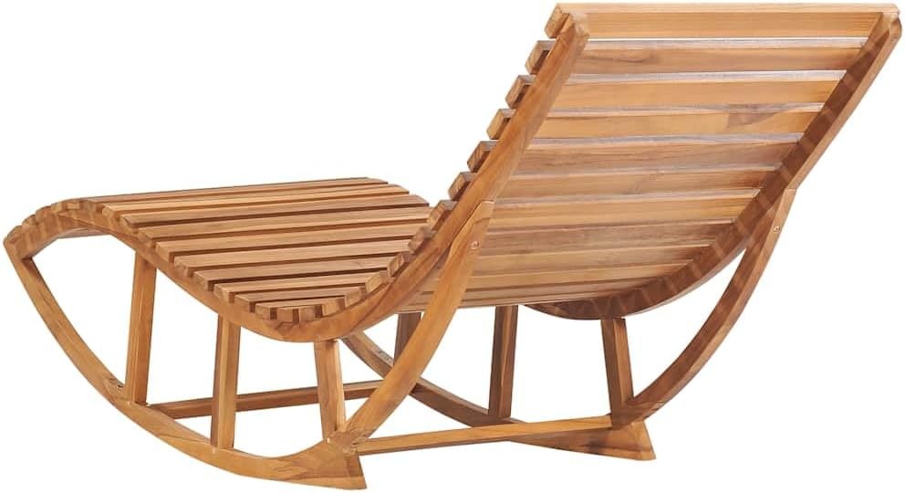 Durable Solid Teak Wood Sun Lounger, Rectangular Outdoor Tanning Chair Garden, Comfortable Chaise Lounge Chair