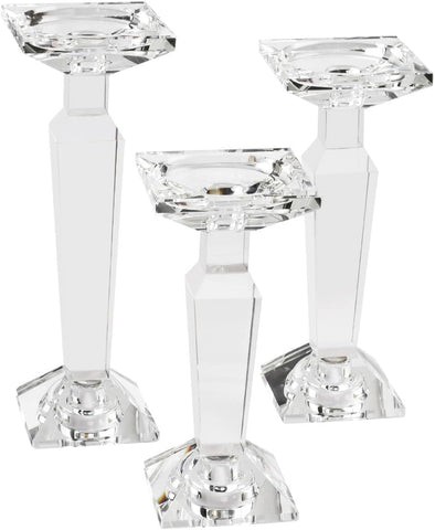 Crystal Candelabra Set, Dual-Sided Candle Holder Reversible for Taper, Tealight & Pillar Candles 3-in-1 Versatile