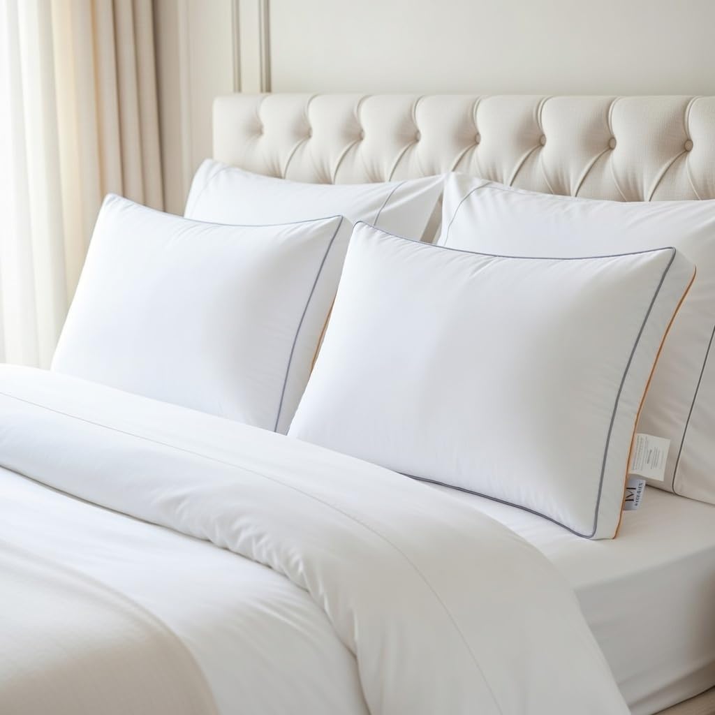 Queen Size Bed Pillows Set of 2, Down Alternative | Soft Pillow, Side Back & Stomach Sleepers, Breathable, 100%