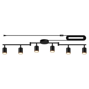 Plug in Track Lighting LED, Track Lighting Fixtures Ceiling, Black 6-Light Kitchen Light Kit, Plug in Wall Light