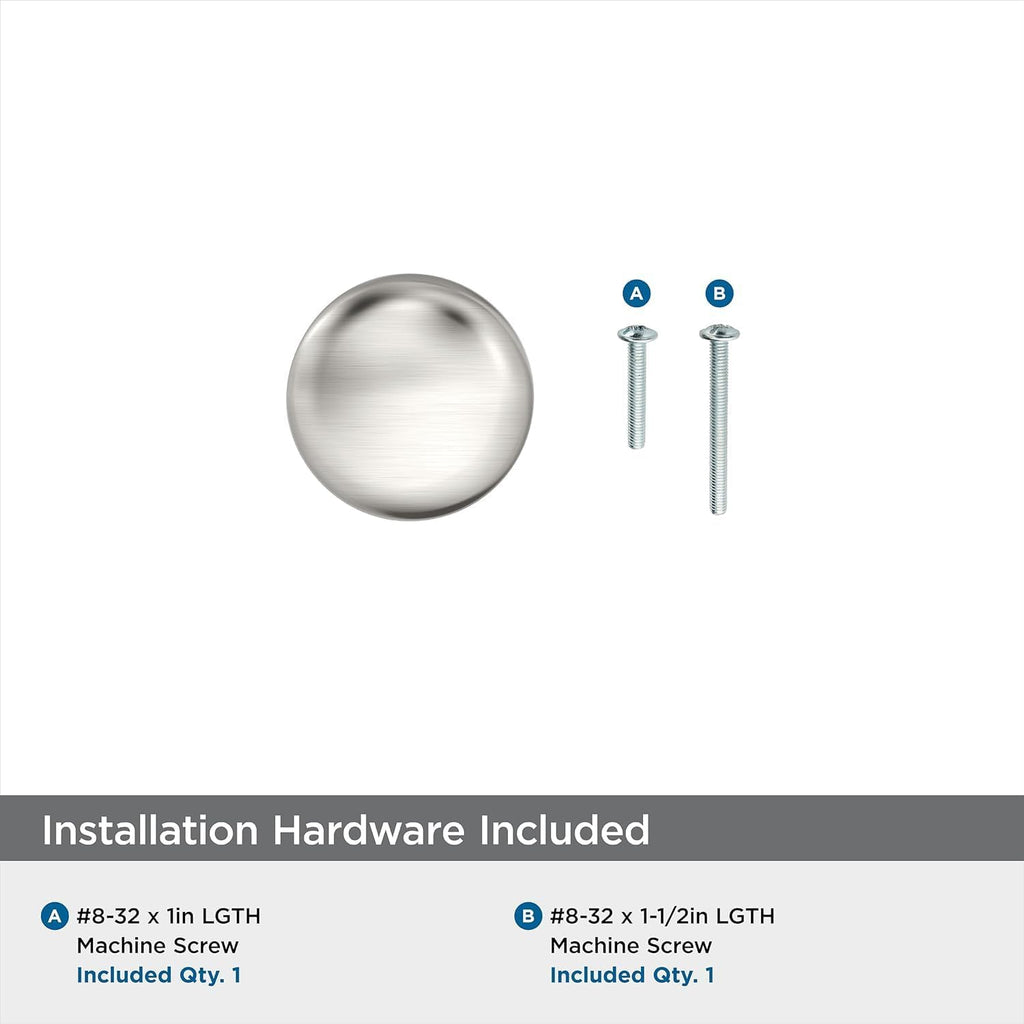 | Cabinet Knob | Satin Nickel | 1-1/4 inch (32 mm) Diameter | Edona | Drawer Knob | Cabinet Hardware (Pack of 10)