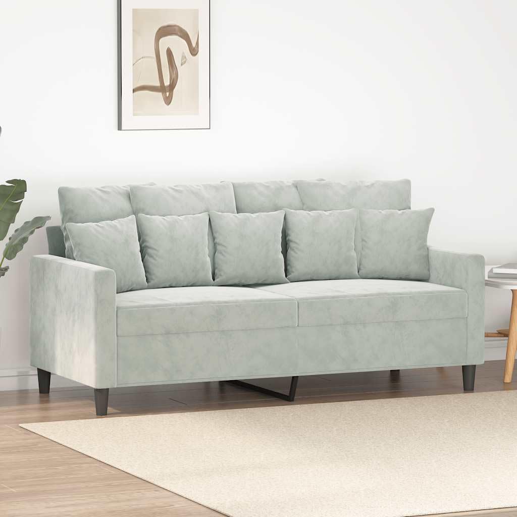 55.1 Inch Velvet 2-Seater Sofa Light Gray with Metal Frame, Small Loveseat , Modern Upholstered Couch with Thick
