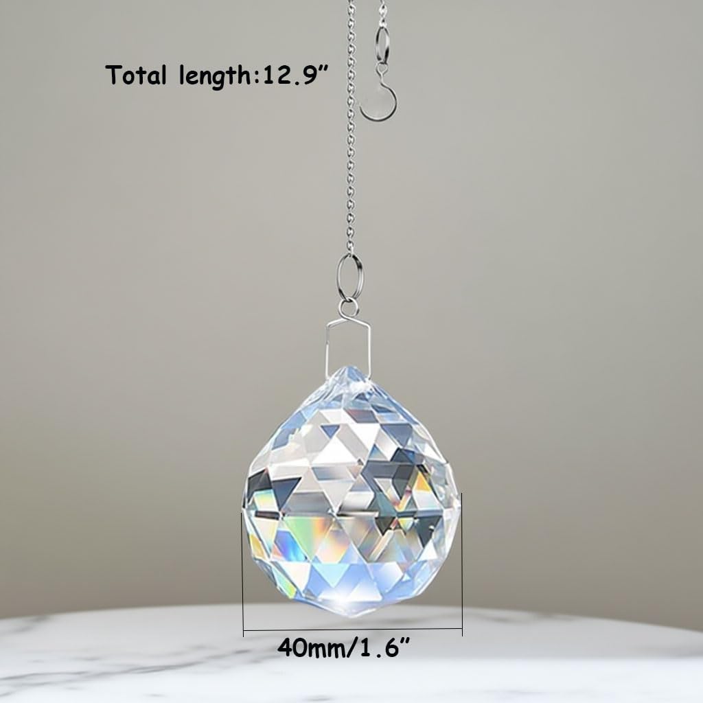 2PCS 40mm AB Suncatcher Crystals Ball Prism Rainbow Maker with Chain Hanging Window Sun Catchers Home Garden