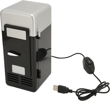 Mini USB Fridge Cooler Beverage Drink Cans Cooler Warmer Refrigerator for Laptop Bedroom, Portable Cold Fridge for Soda Single Can Cooler Red USB Powered Retro Fridge Desk Office