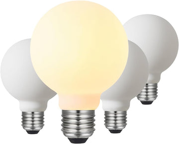 LED Light Bulb G25/G80 Dimmable Flick-Free Matt Porcelain White 120V 6W 2700K CRI95 High Color Accuracy Light Globe (4-Pack)
