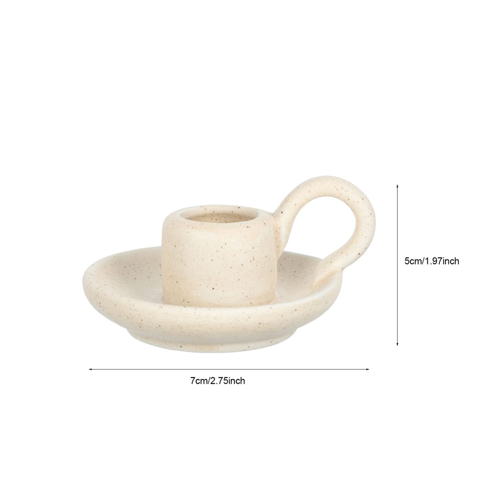 2Pcs Ceramic Candle Holder Candlestick Holder with Handle, Taper Candle Stand Candlelight Stand Holder Decorative