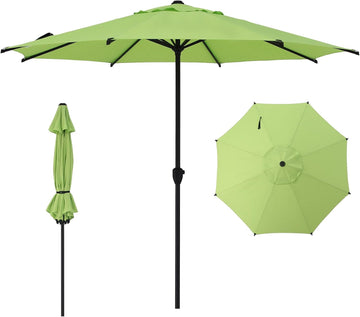 9FT Lyon Outdoor Patio Umbrella Outdoor Table Umbrella with Crank Market Umbrella 8 Sturdy Ribs UV Protection - Lime