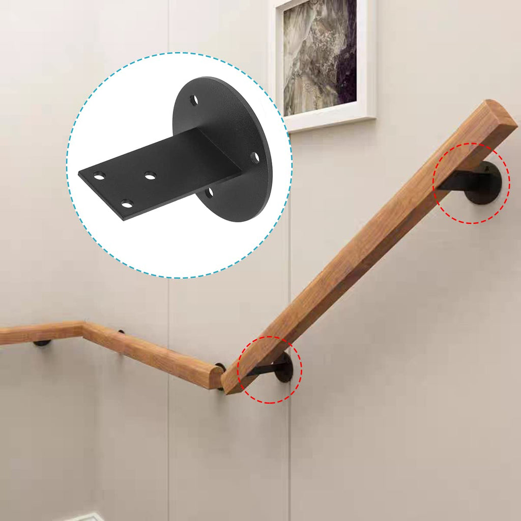 8 Pack Stair Flat Handrail Bracket, Wall Mount, Black Stainless Steel