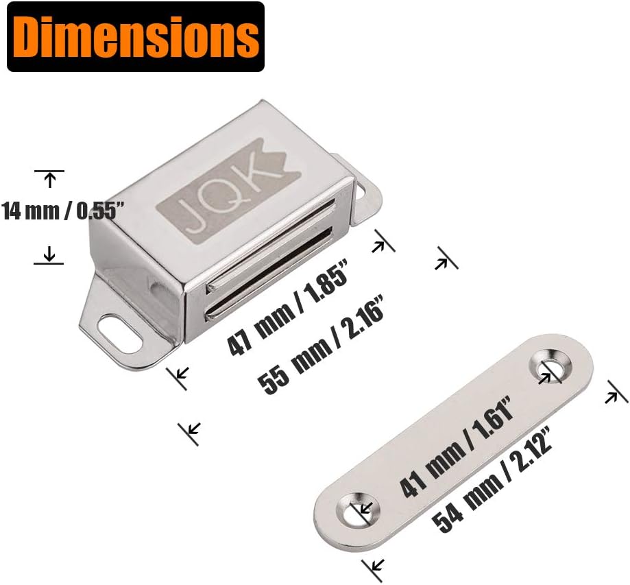 Magnetic Cabinet Door Catch, Stainless Steel Closet Catches with Strong Magnetic, 1.2mm Thickness Furniture Latch 30