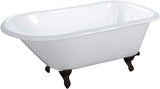 VCT3D543019NT5 54-Inch Cast Iron Roll Top Claw Foot Tub with 3-3/8-Inch Tub Wall Drillings and Oil Rubbed Bronze Feet