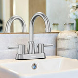 Bathroom Faucets, Bathroom Faucet 3 Hole, Bathroom Sink Faucet, Faucet for Sink 4 Inch 2 Handle Centerset, Lead-Free