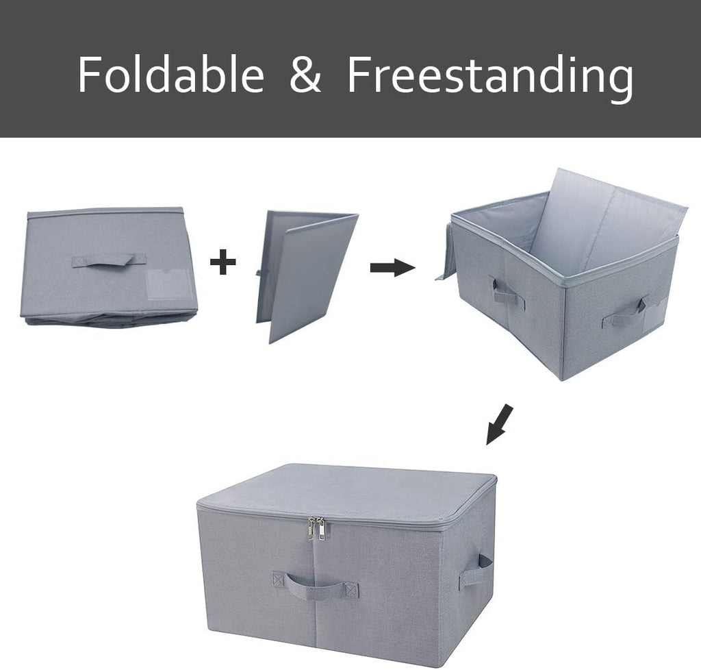 17.6 X 13.6 X 9.7",Folding Closet Clothes Storage Boxes with Zip Lid, 2 PCS | 17.6"x 13.6"x 9.7", drawer Cubes