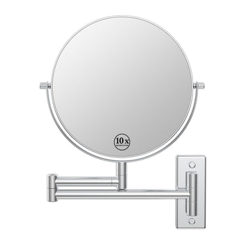 8" Wall Mounted Makeup Mirror with 1X 10X Magnification, Chrome