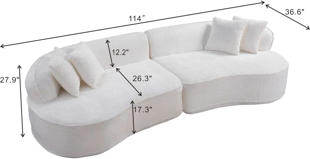 Modern Curved L-Shape Luxury Sectional Oversized Sofa: Minimalist Design, Comfy Sleeper Couch & Reception Spaces