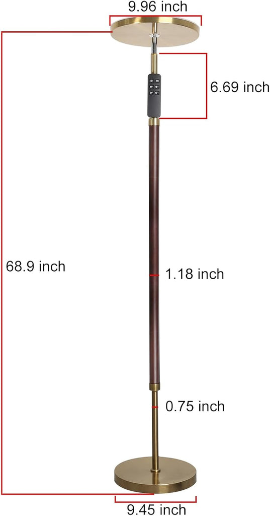 Wood Floor Lamp 30W 3000Lm Super Bright LED Wooden Floor Lamp