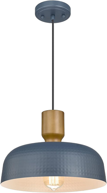Pendant Light Fixtures Ceiling Hanging with Hammered Metal Shade, Modern Pendant Light for Kitchen Island Lighting