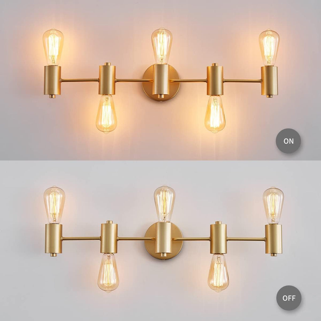 5-Light Bathroom Light Fixture Over Mirror Morden Vanity Wall Scones Light Living Room, E26 Base, Gold