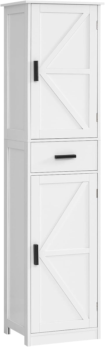Tall Bathroom Cabinet, Storage Cabinet with 6 Shelves & Drawer, Bathroom Storage Cabinet with Adjustable Shelves