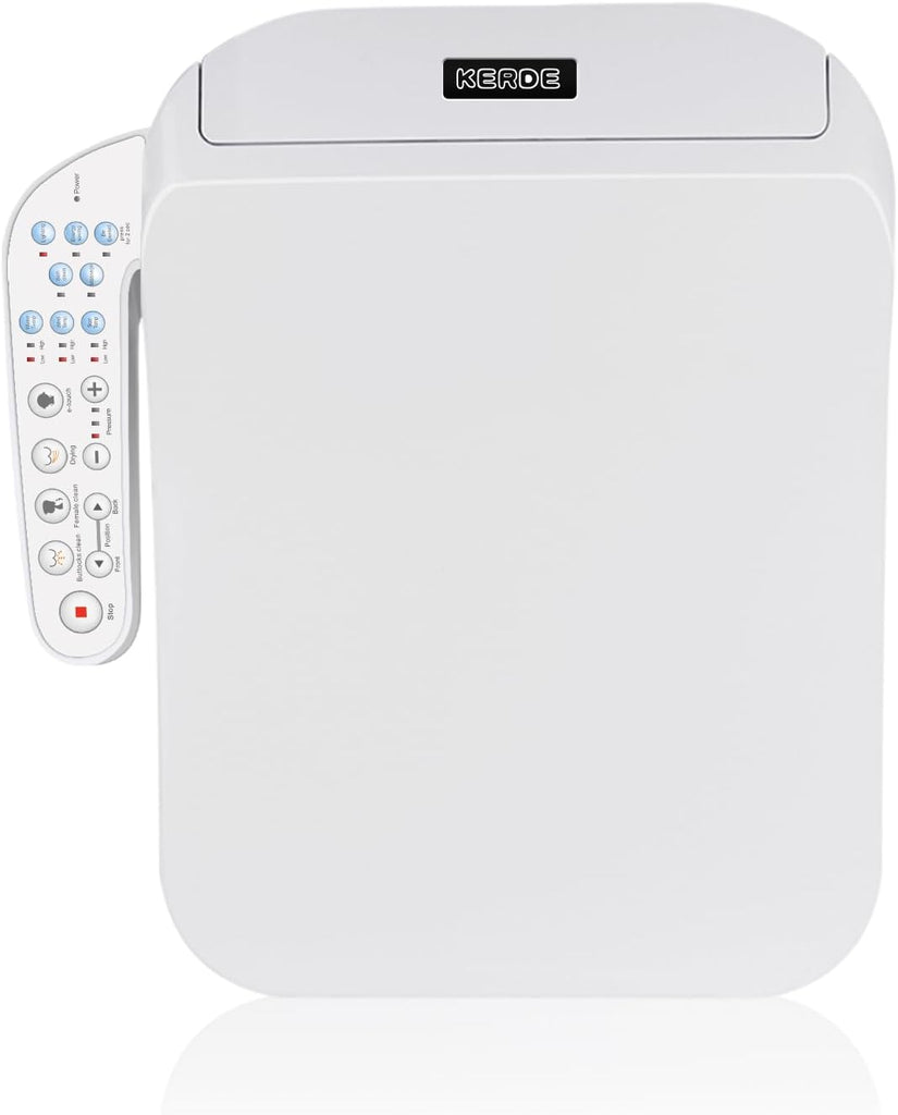 Square Electric Bidet Toilet Seat with Heated Water Cleansing, Warm Air Dryer, Adjustable Temperature, Front and Rear Nozzle Wash