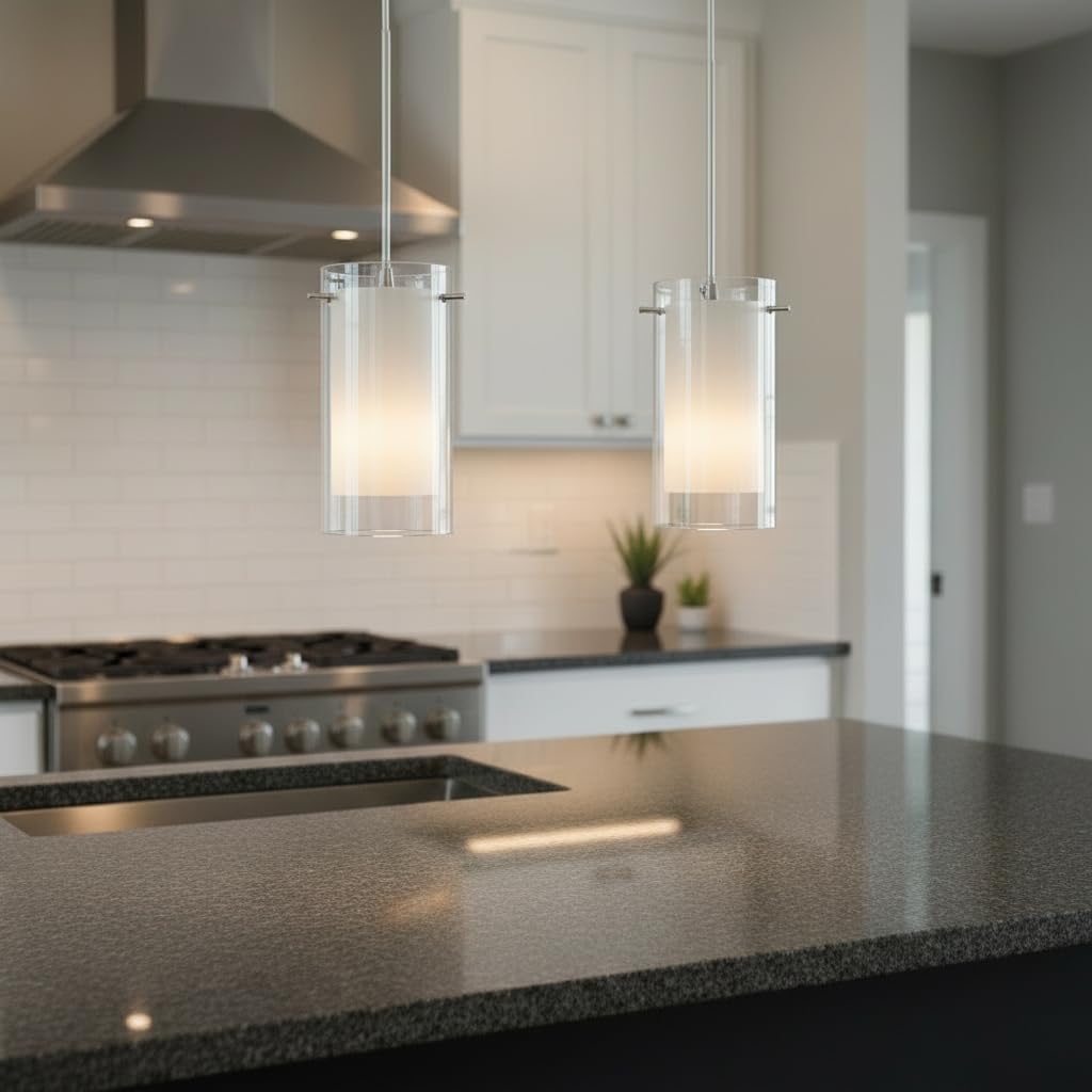 Modern Glass Pendant Light 2 Pack, Adjustable Hanging Kitchen Island Lights Pendant Lighting Fixture Dining Room