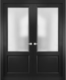 Lucia 22 | Double Swing Interior French Doors with Glass, Solid Wood, Hardware Included, 36x96, Blac