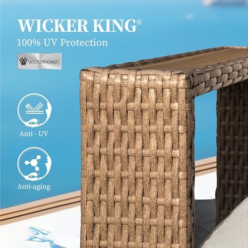 Rattan Outdoor Patio Furniture Set | Beige All-Weather Resistant with Thick Cushions for Backyard, Garden & Porch
