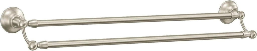 Sage Collection Spot Resist Brushed Nickel 24-Inch Double Bathroom Towel Bar, Wall Mounted Bath Hanger with Two Rods