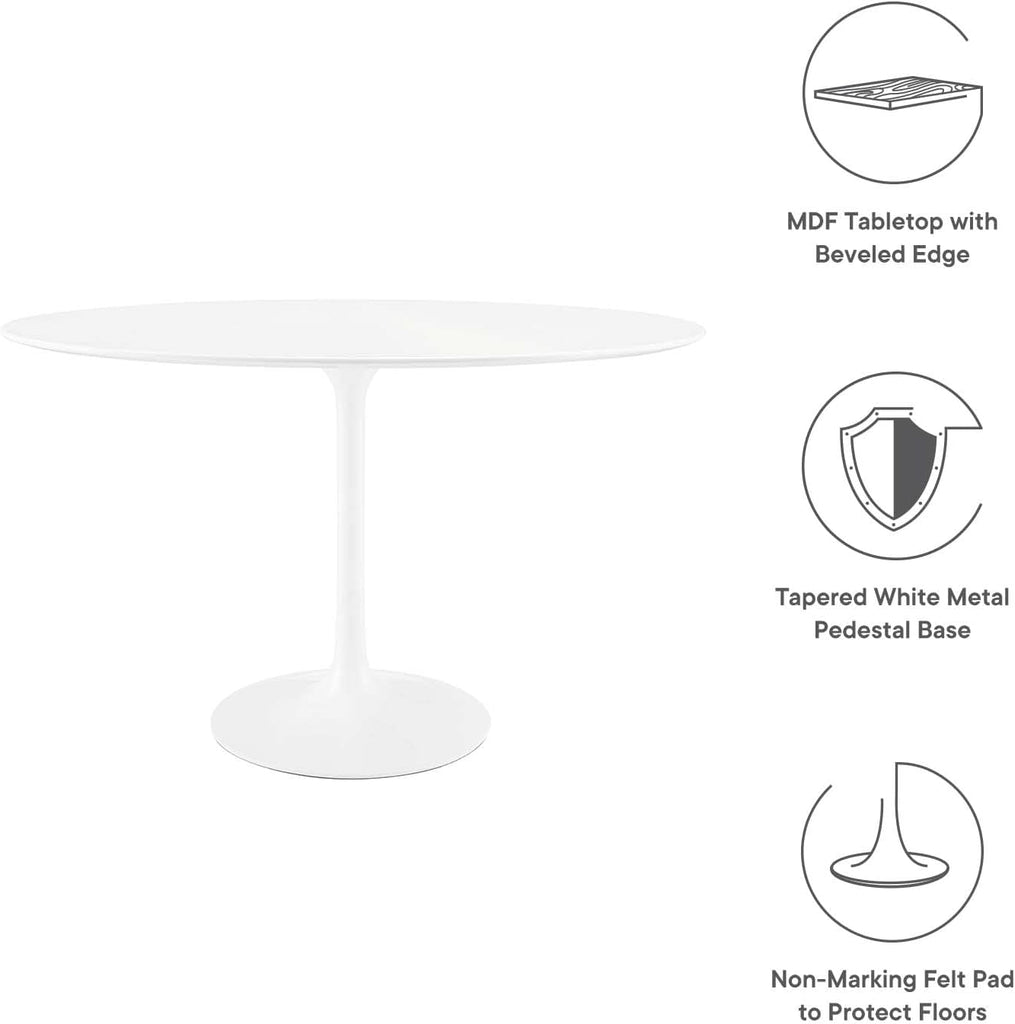 Inspired Saarinen Style Tulip Oval Pedestal Dining Table — White, 48″ Oval