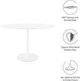 Lippa 48" Mid-Century Modern Dining Table with Oval Top and Pedestal Base in White