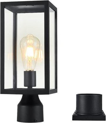 Large 15 inch Outdoor Post Light,Waterproof Cast Aluminium Lamp Post Light Fixture,Post Lantern with Pier Mount Base
