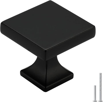 25 Pack Black Cabinet Knobs Matte Black Square Dresser Drawer Knobs Zinc Alloy Kitchen Cabinet Hardware