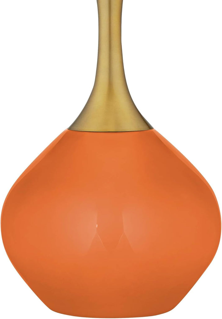Nickki 30 1/2" Tall Large Mid Century Modern Glass End Table Lamp Celosia Orange Gold Brass Finish Metal Base Single