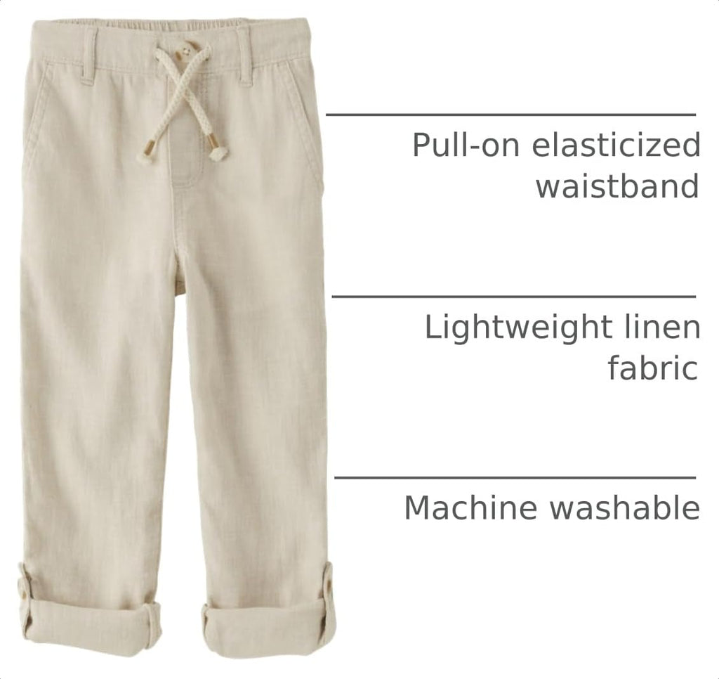 And Toddler Drawstring Linen Pants,Bisquit,6