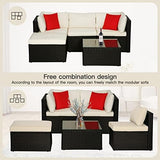 5-Piece Wicker Outdoor Patio Furniture Set | Red for Patio, Garden & Porch